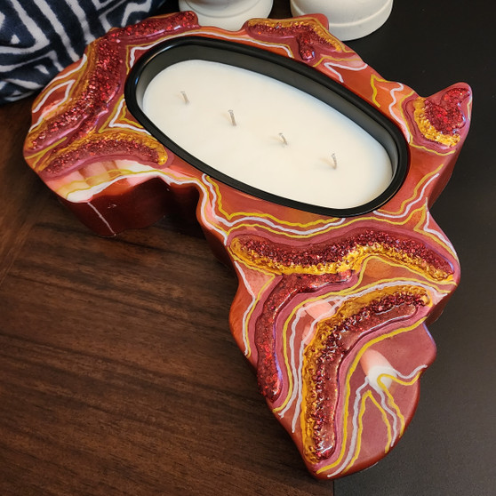 Thicker Than Water. Hot Luxe. A Hot Mess Candle Co. Africa Candle. African art piece. Candle holder. African candle holder.