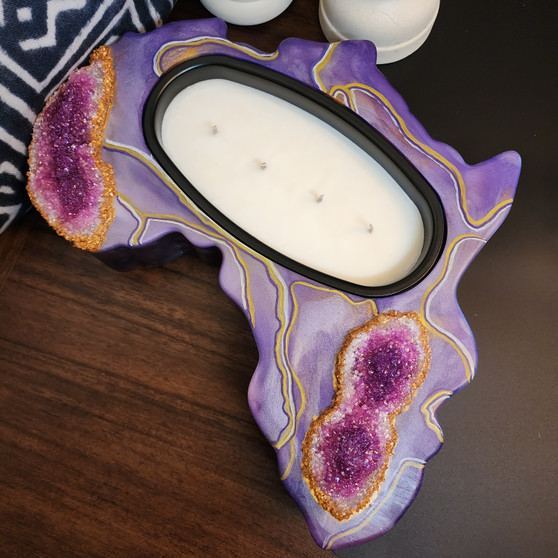 Purple Reign. Hot Luxe. A Hot Mess Candle Co. Africa Candle. African art piece. Candle holder. African candle holder.