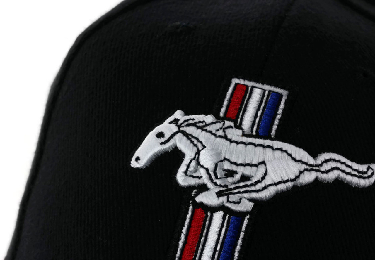 Mustang Running Horse TriBar Hat Black StangStuff