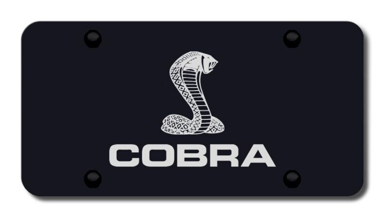 License Plate COBRA & SVT Snake Etched onto Black Stainless Steel