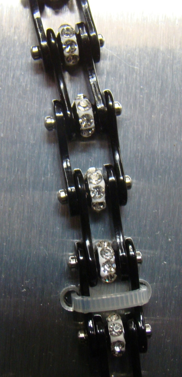 Bracelet Timing Chain w/Crystals All Black Slim StangStuff