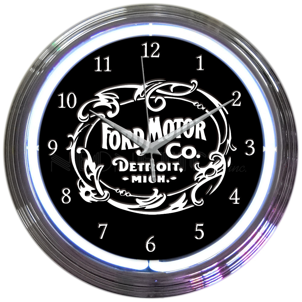 Ford Heritage Emblem Neon Clock