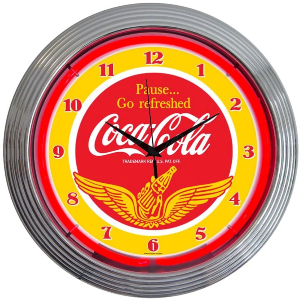 TableCraft Coca-Cola Wings Neon Clock