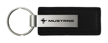 Key Chain - Black Leather Mustang Tri-Bar Logo