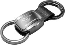 Key Chain - Leather Mustang Running Horse Double Valet