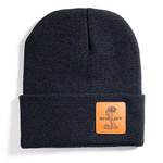 Beanie - Shelby Black Leather Patch