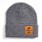 Beanie - Shelby Grey Leather Patch