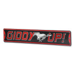 GIDDY UP! Mustang Running Horse Metal Sign