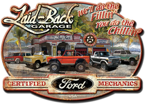 Dream Garage Ford Bronco Embossed Metal Sign By Laid Back