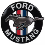 Ford Mustang Tri-Bar Logo Round Embossed Sign