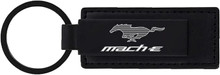 Ford Mach E Mustang Black Leather w/ White Logo Key Chain