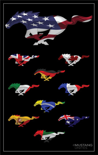 "Mustang Unites" Running Horse Flags Sign 14"x22"