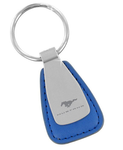 Mustang Blue Leather Teardrop Key Chain Mustang Blue Leather Teardrop Key Chain
