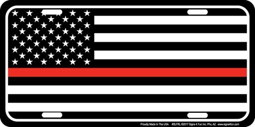 THIN RED LINE FireFighter Support Embossed License Plate