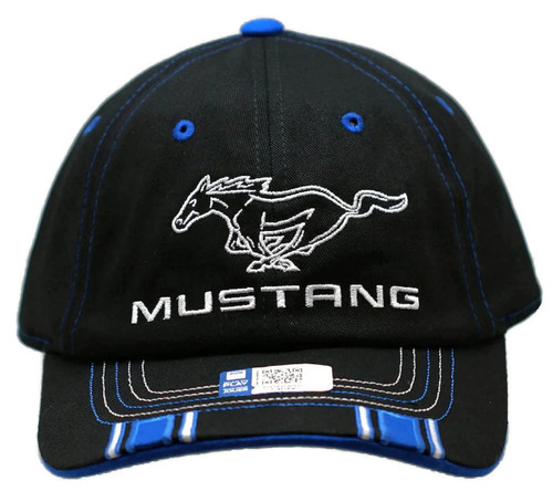 Mustang Double Stripe Running Horse Black Hat