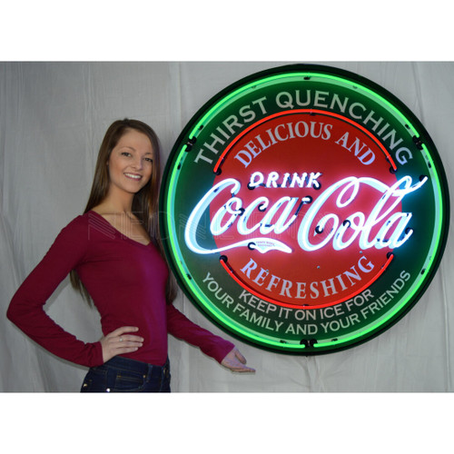 Coca Cola Evergreen Neon Sign in Steel Can - 36" 9CCGRN