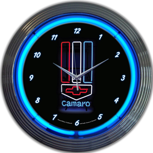 Neon Clock - Camaro Red, White & Blue 15"  8CAMRWB