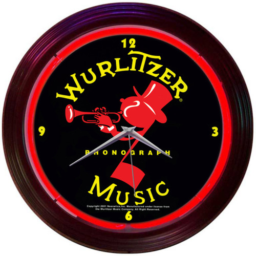 Neon Clock - Wurlitzer Johnny One Note 15" 8WURLJ Neon Clock - Wurlitzer Johnny One Note 15" 8WURLJ