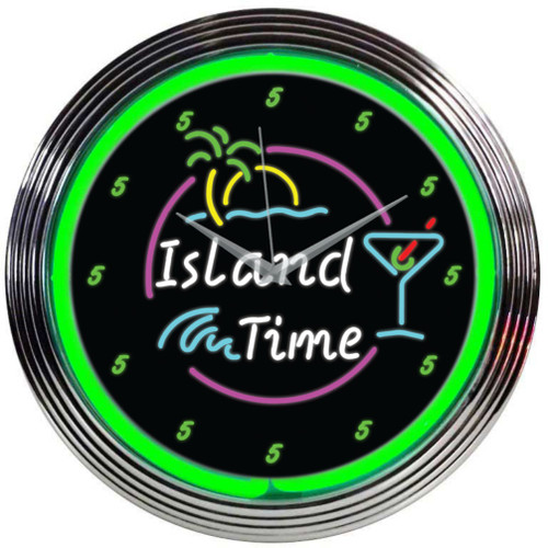 Neon Clock - Island Time 15"  8ITIME