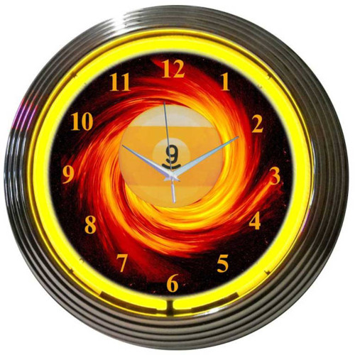 Neon Clock - 9 Ball Fire 15"  89FIRE
