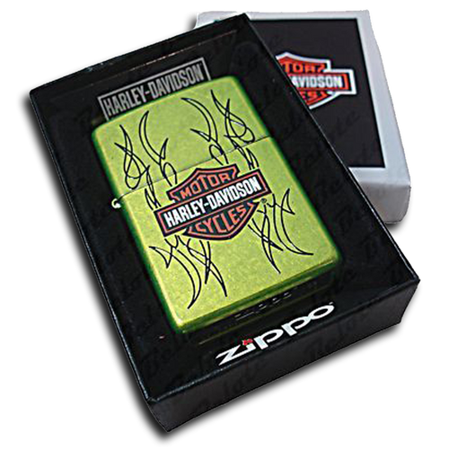 ZIPPO - Harley Davidson Green Bar & Shield Logo Lighter