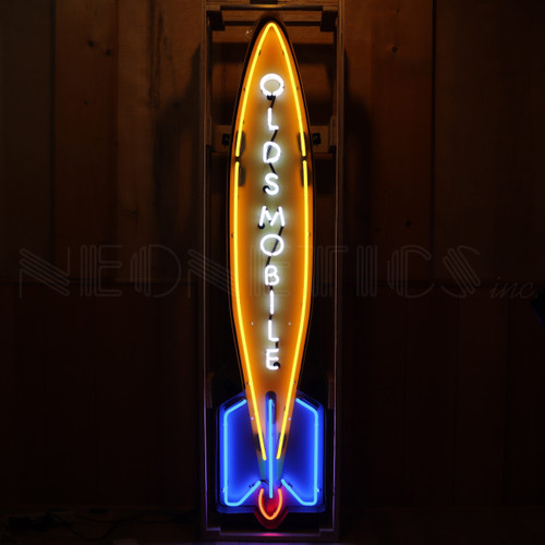 Oldsmobile Rocket Neon Sign in Steel Can - 72"  9OLDRK