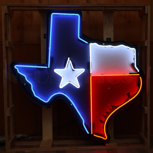 Texas Lone Star Neon Sign in Steel Can - 44"  9TEXAS