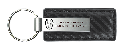 Key Chain - Gun Metal Carbon Fiber Leather Mustang Dark Horse