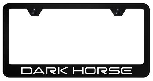 License Plate Frame - DARK HORSE - Laser Etched Black Wide