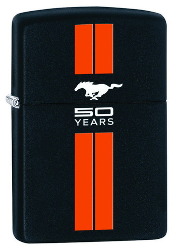 Mustang 50 YEARS Black w/ Orange Stripes ZIPPO Lighter