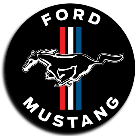 Ford Mustang Tri-Bar Logo Black Round Decal 3"