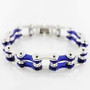 Bracelet - Timing Chain w/Crystals - Silver/Blue