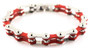 Bracelet - Timing Chain w/Crystals - Silver/Red - Slim