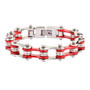 Bracelet - Timing Chain w/Crystals - Silver/Red - Slim