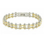 Bracelet - Timing Chain w/Crystals - Gold/Silver - Slim