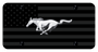 License Plate - Mustang Running Horse Patriotic Flag [Straight] - 3D Blacked Out