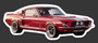 Magnet - Shelby GT500 Red & White Stripes Mustang 3"
