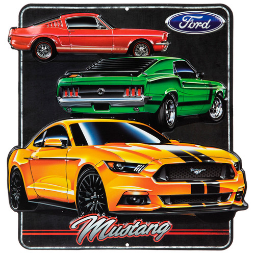 Classic & Modern Mustang Embossed Metal Sign - StangStuff