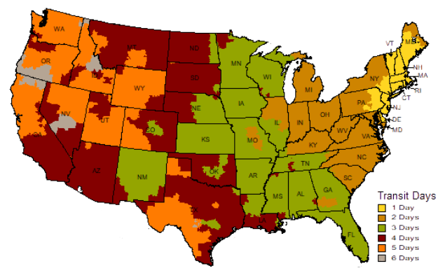 UPS Ground Transit Map
