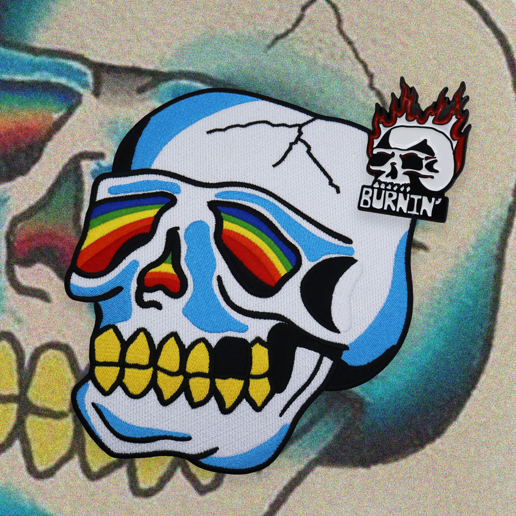 Burnin Skull Pin By Crookshanks