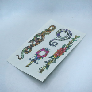 Vintage Snakes and Roses Temporary Tattoo Sheet