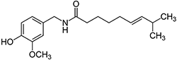 Chemische structuur Capsaïcine uitgetekend