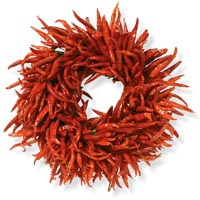 Close up van een chili wreath