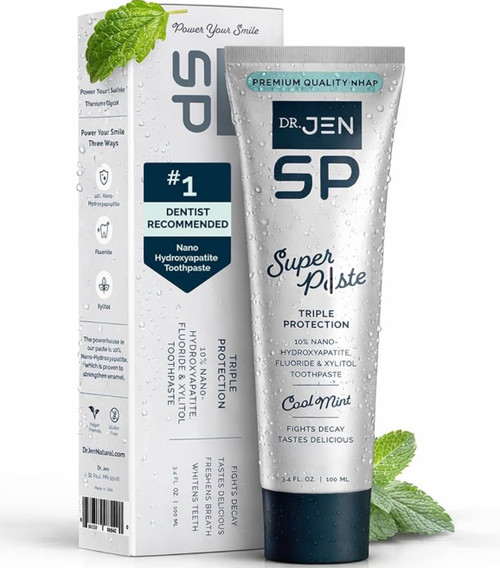 NANOHYDROXYAPETITE ENAMEL REPAIR AND FLOURIDE CAVITY PREVENTATIVE + WHITENING TOOTHPASTE