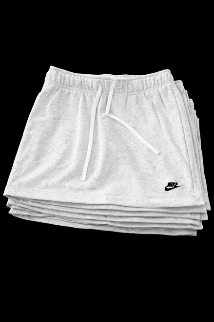 HEATHERED WHITE COTTON FLEECE EVERYDAY SKIRT WITH POCKETS