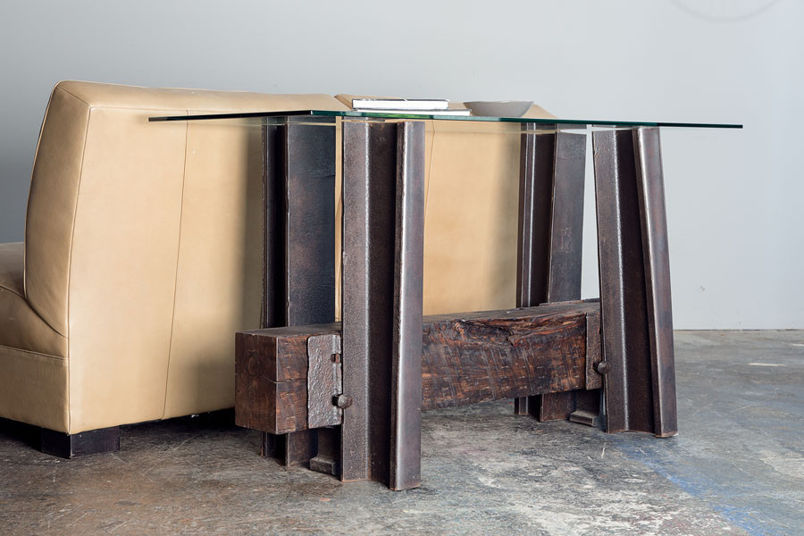 Unique Reclaimed Steel Leg Table From Reclaimed Materials