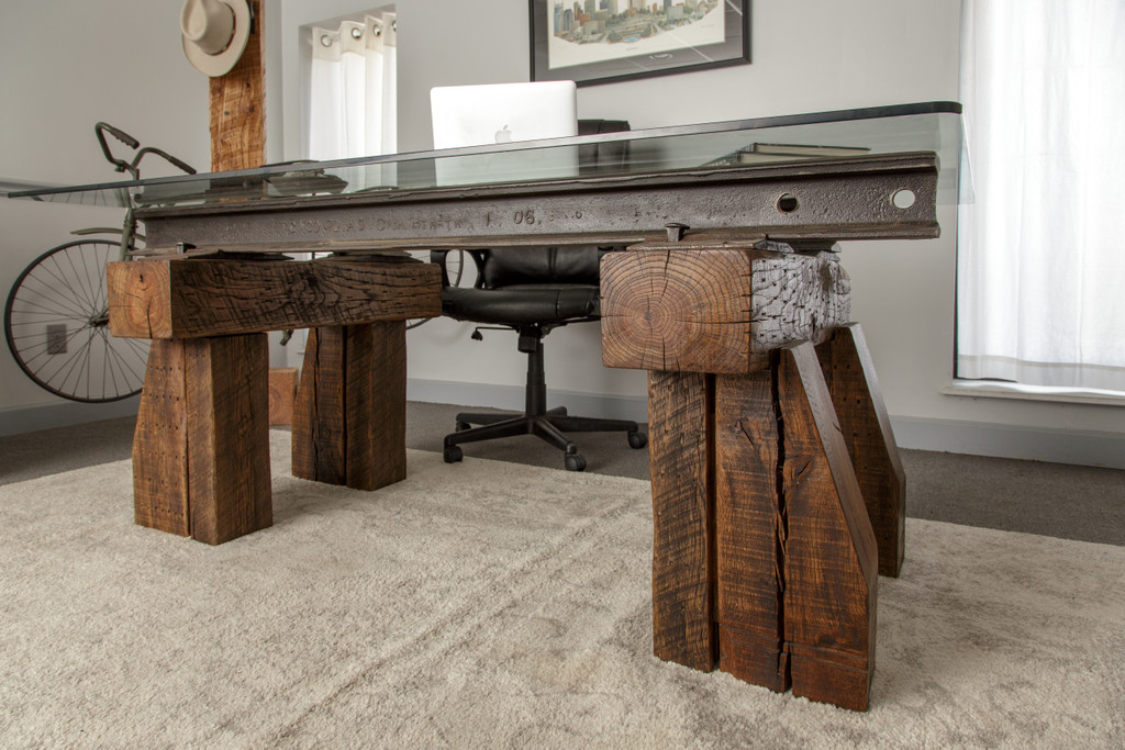 Oversized Executive Desk Simply Designed In Steel Oak