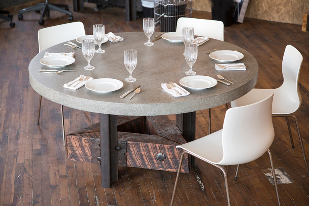 modern loft concrete steel wood dining table