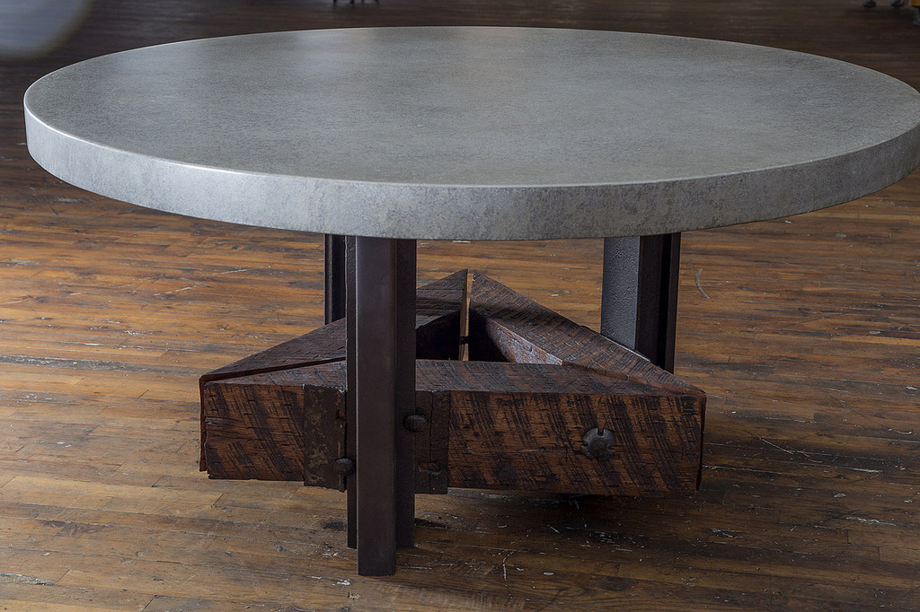 custom made reclaimed wood timber concrete steel dinner table