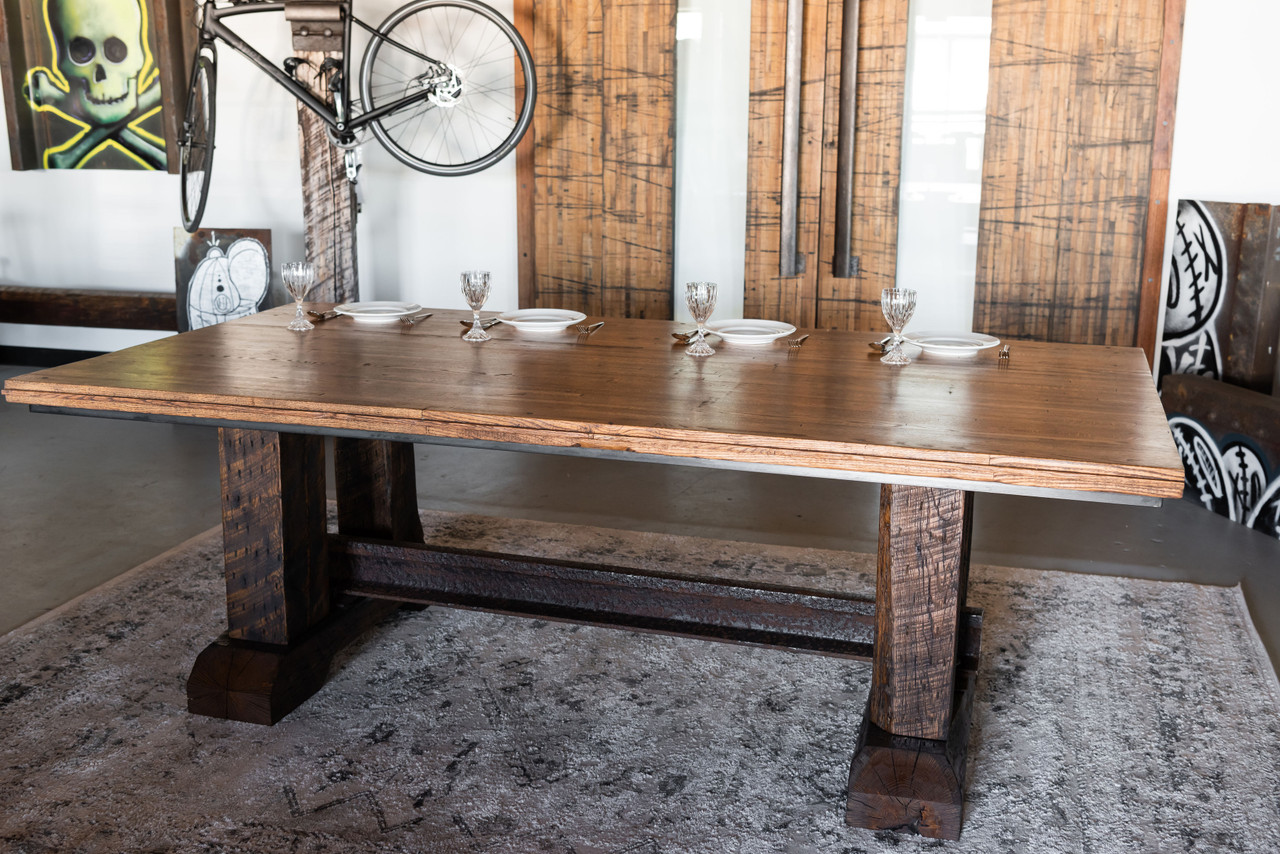 Rough Hewn Trestle Dining and Conference Table